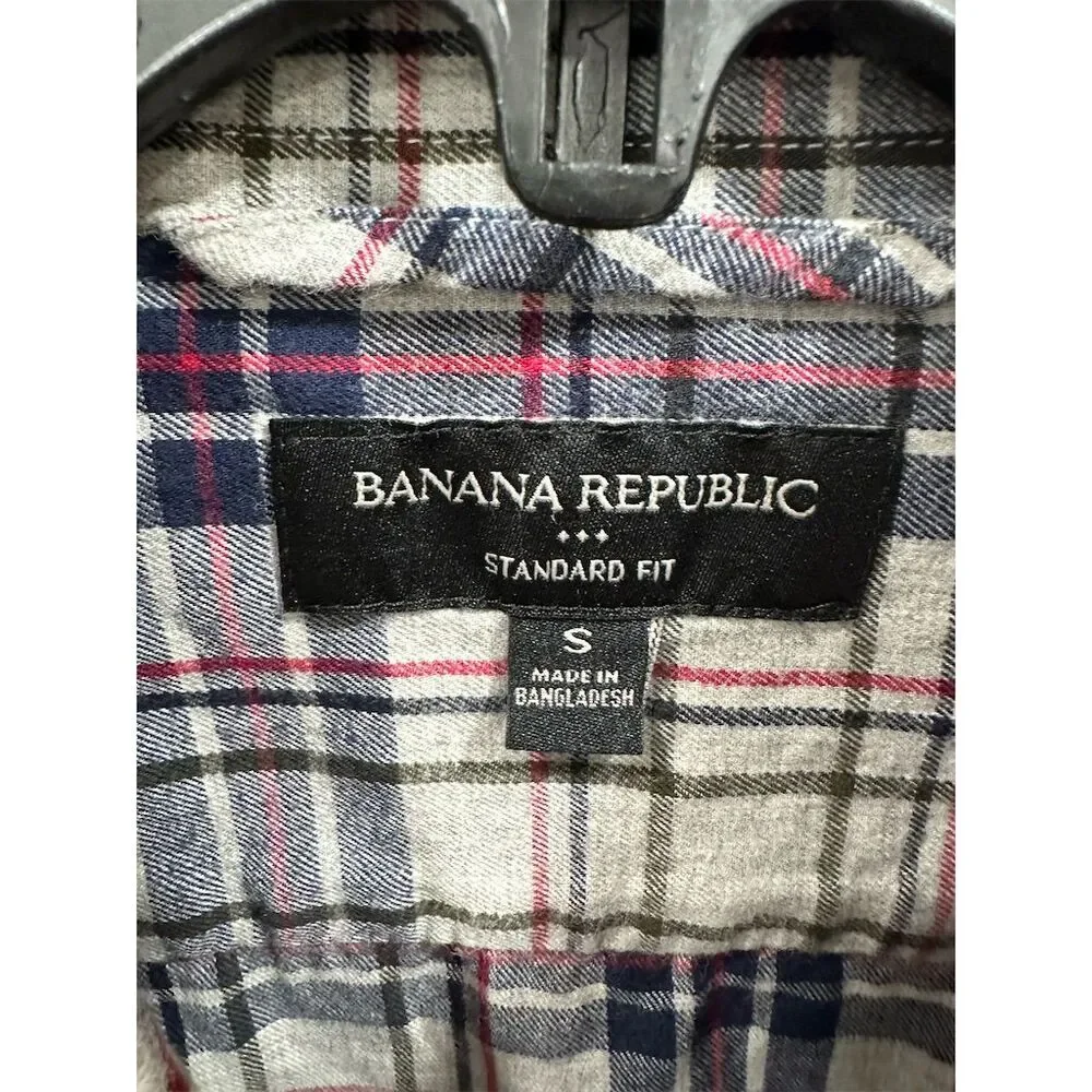Banana Republic Men's Plaid Button-Up‎ Shirt Multicolor Size S Standard Gray